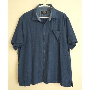 NatNast Luxury Originals Men Button Up Shirt XL Blue Geometric Silk Blend Casual